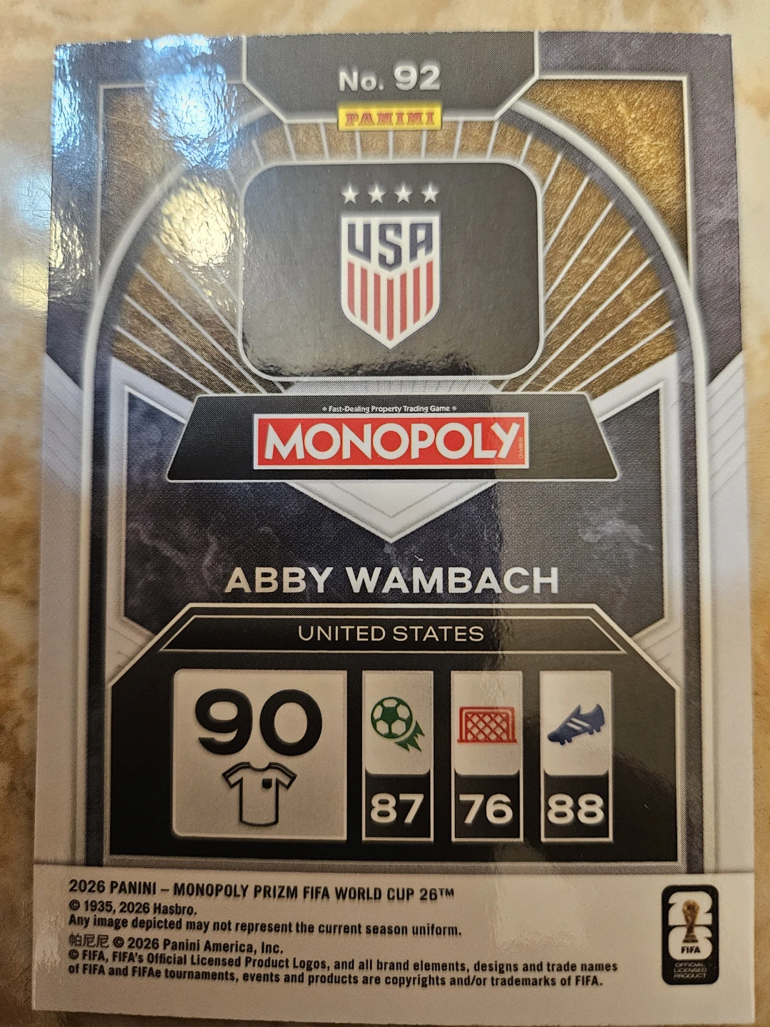Abby Wambach 2026 Panini Monopoly Prizm FIFA Card - photo 2