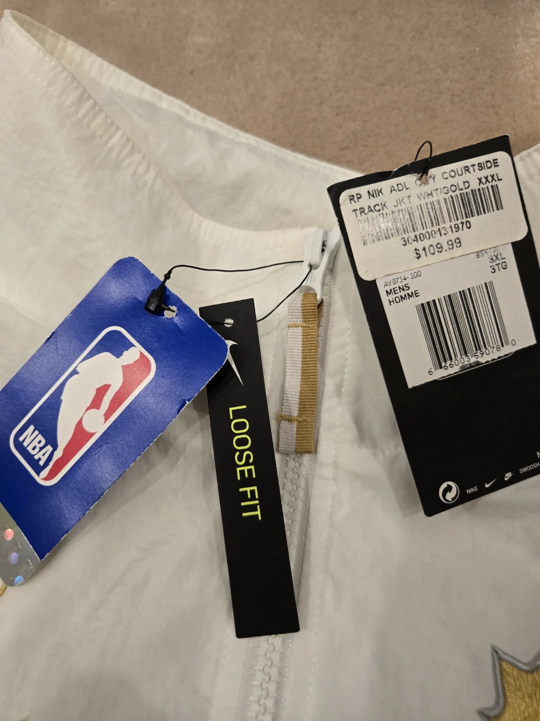 Nike NBA Tracksuit Jacket & Pants - White/Gold - XXXL - photo 3
