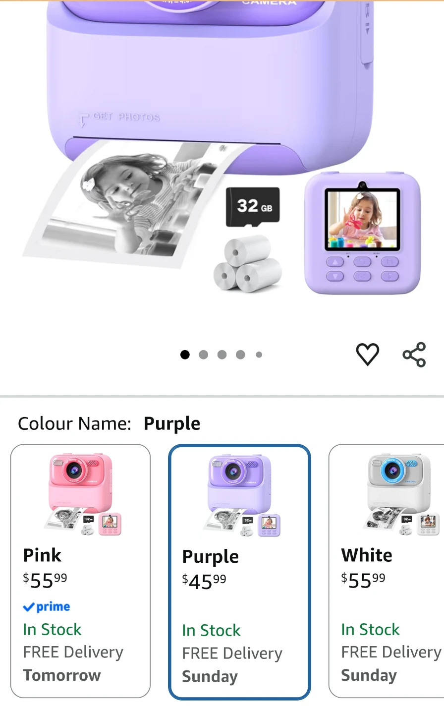 Kids Instant Print Camera - Purple - photo 4
