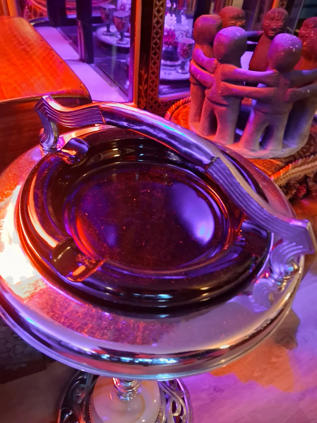 Vintage Chrome and Onyx Floor Ashtray - photo 3