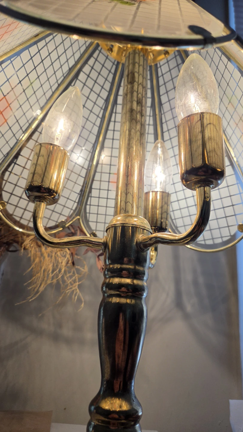 Vintage Floral Glass Table Lamp - photo 5