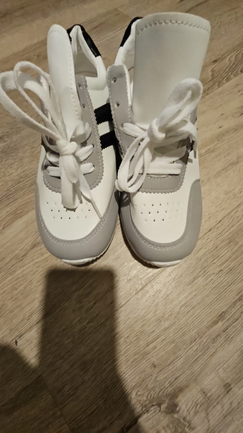 White, gray, and black sneakers Womens