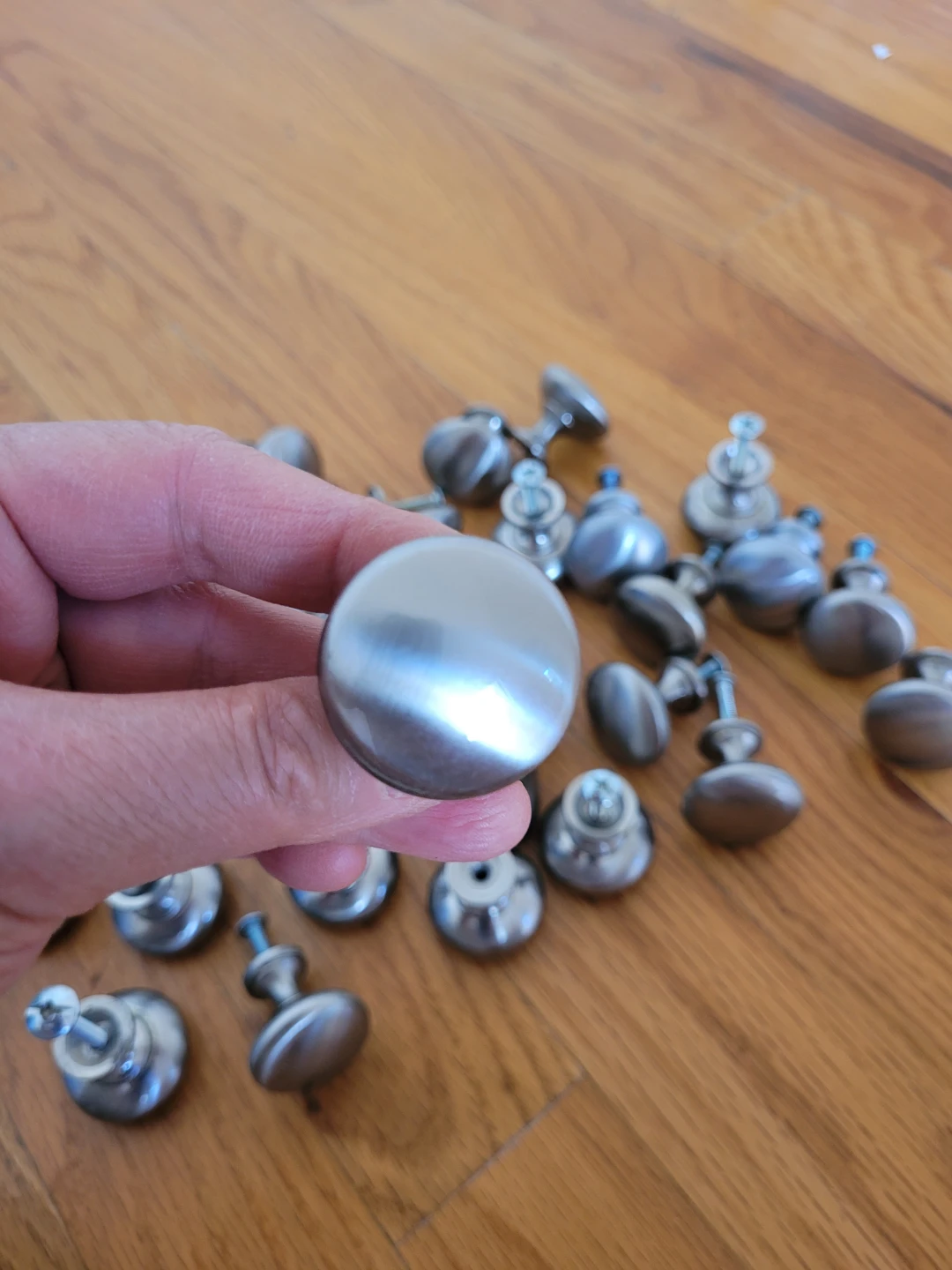 36 Satin Nickel Cabinet Door Round Knobs Like-New or Good Cond - photo 2