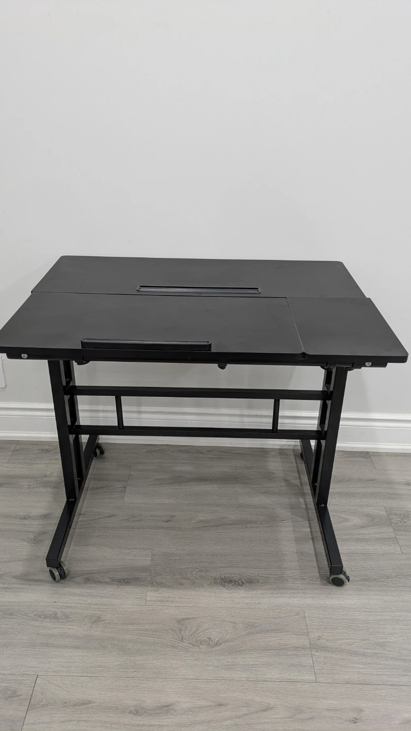 Adjustable Mobile Desk / Rolling Workstation - Black - photo 5