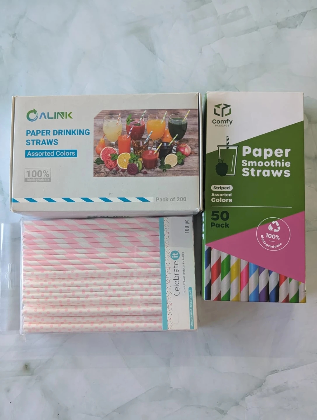 Assorted Paper Straws Bundle - 350 Total