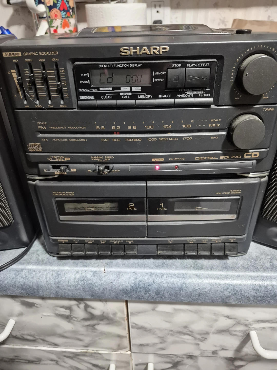 Sharp CD and Dual Cassette Stereo and radio System+ 2 speakers - photo 2
