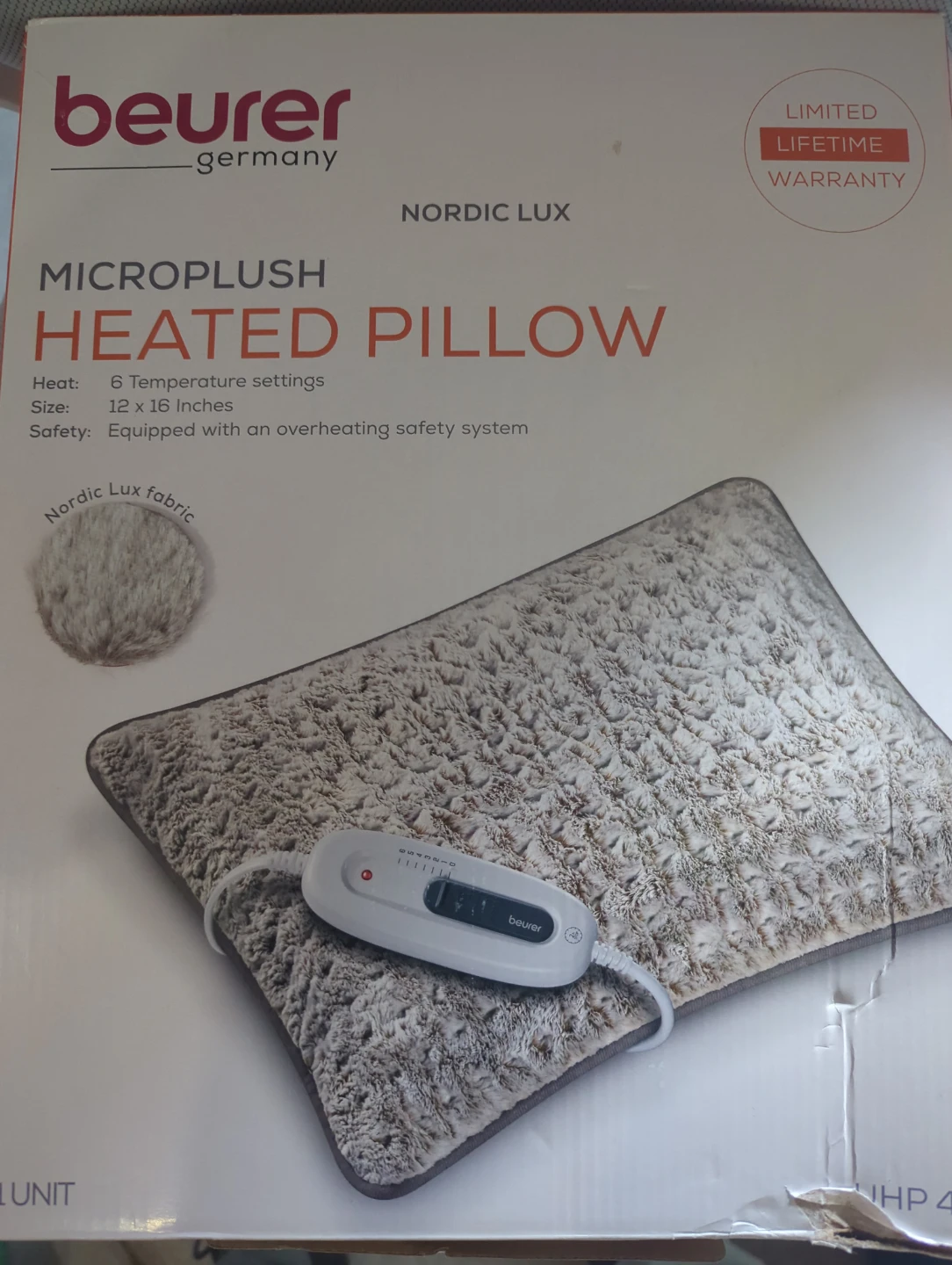Beurer Nordic Lux Microplush Heated Pillow