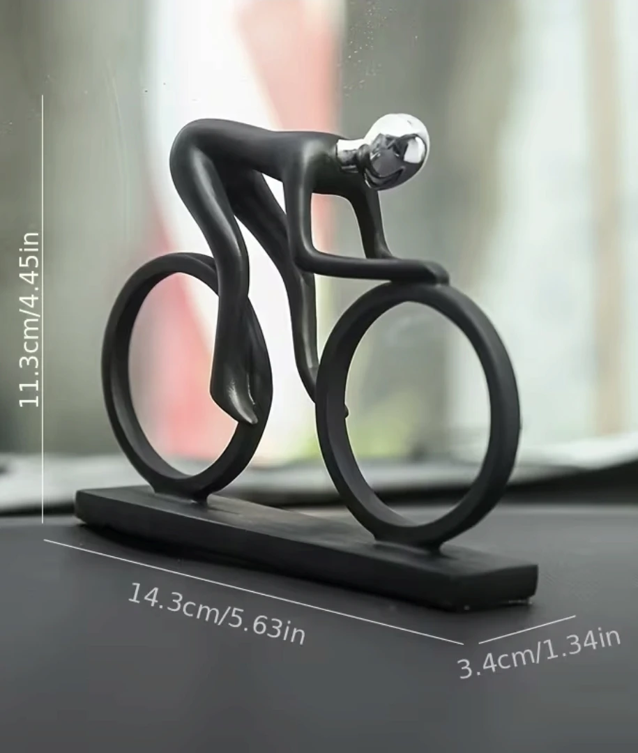 Minimalist Cyclist Sculpture Desk Decor – White & Silver *new - photo 3