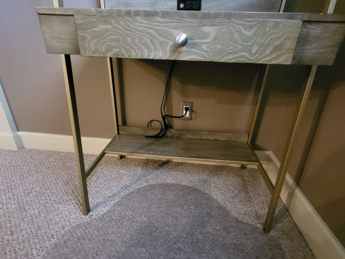 Grey and Gold Ladder Desk with Built-in Power - photo 5