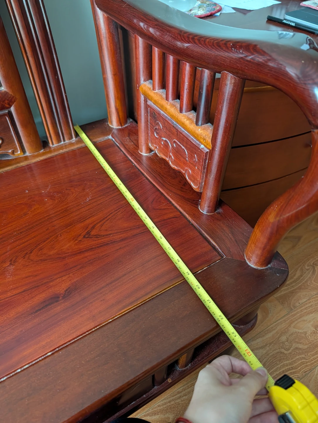 Solid HuaLi Wood Chinese Carved Bench Sofa - photo 3