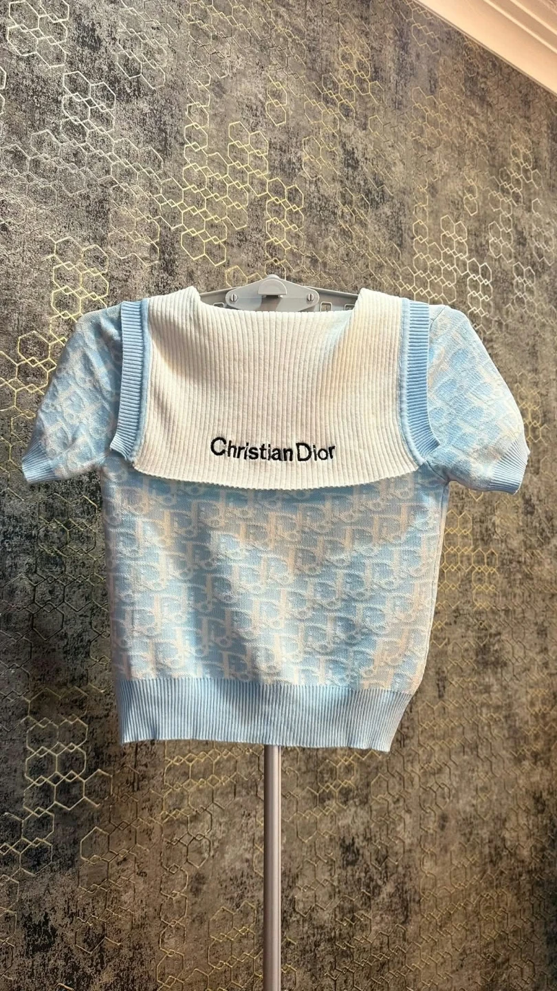 Christian Dior Blue Oblique Knit Top - photo 2