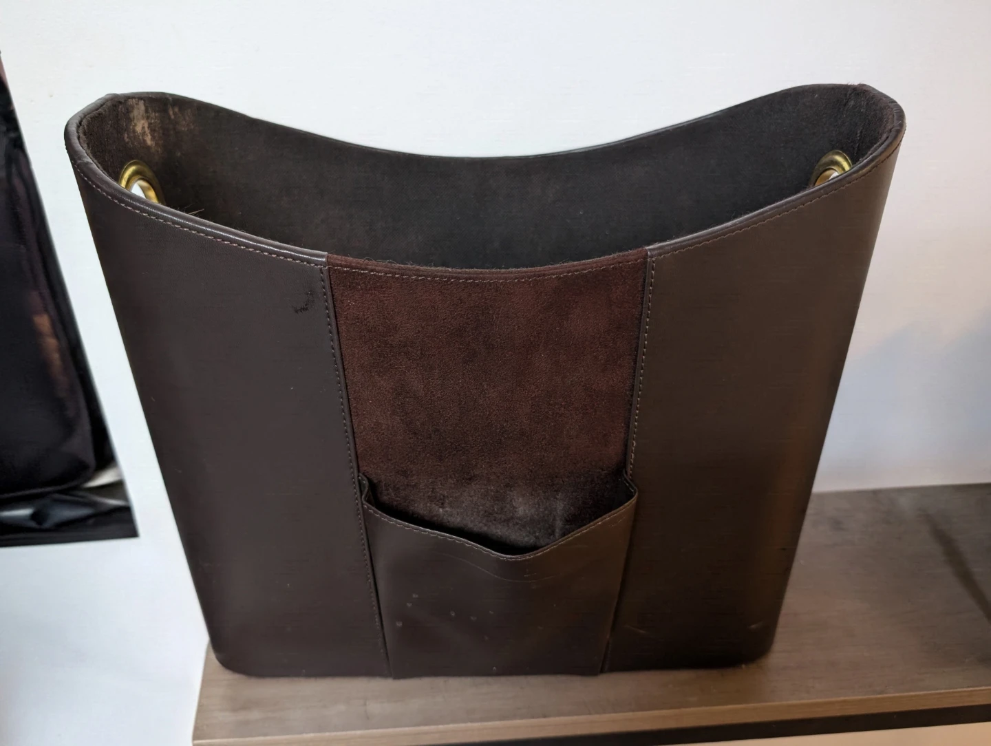 Dark Brown Leather Magazine Holder