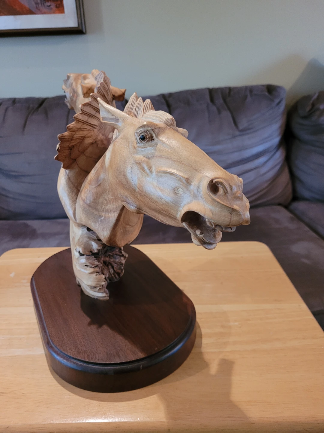 Wooden Horse Head Sculpture - photo 4
