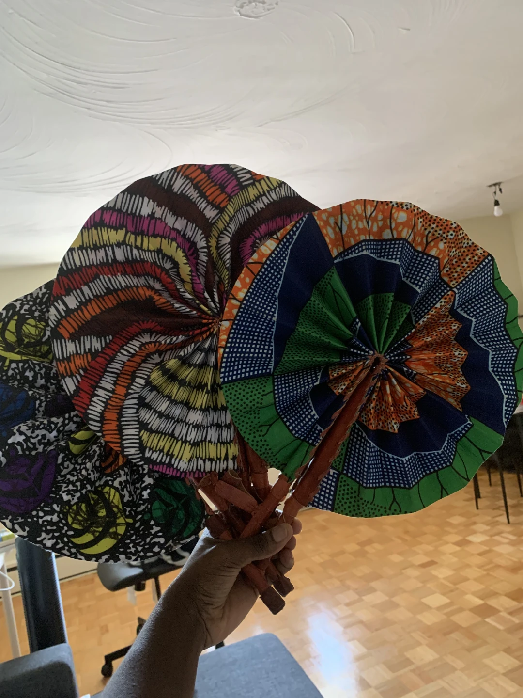Set of 4 African Print Folding Hand Fans - photo 4