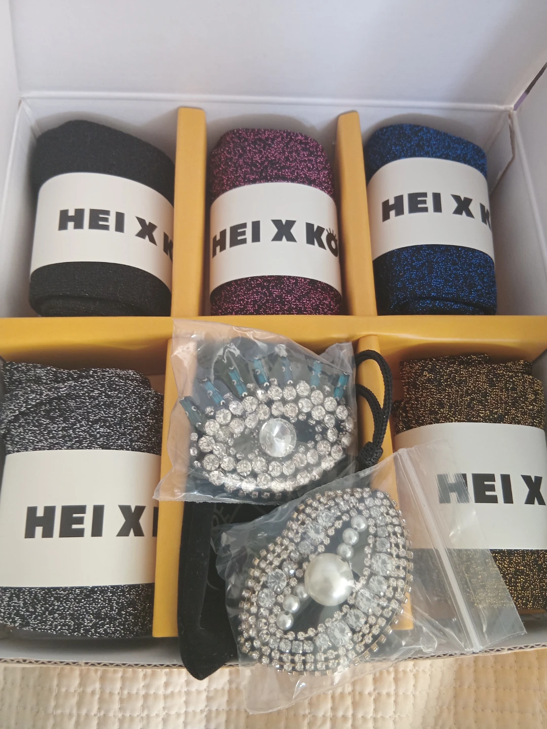 HEI X KOI Glitter Sock Set with Embellished Pins
