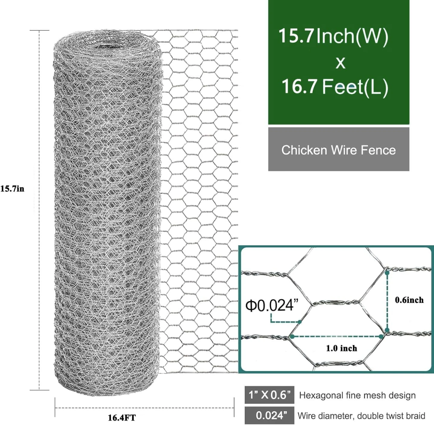 Befyus Galvanized Chicken Wire Fence 🏈 - photo 2