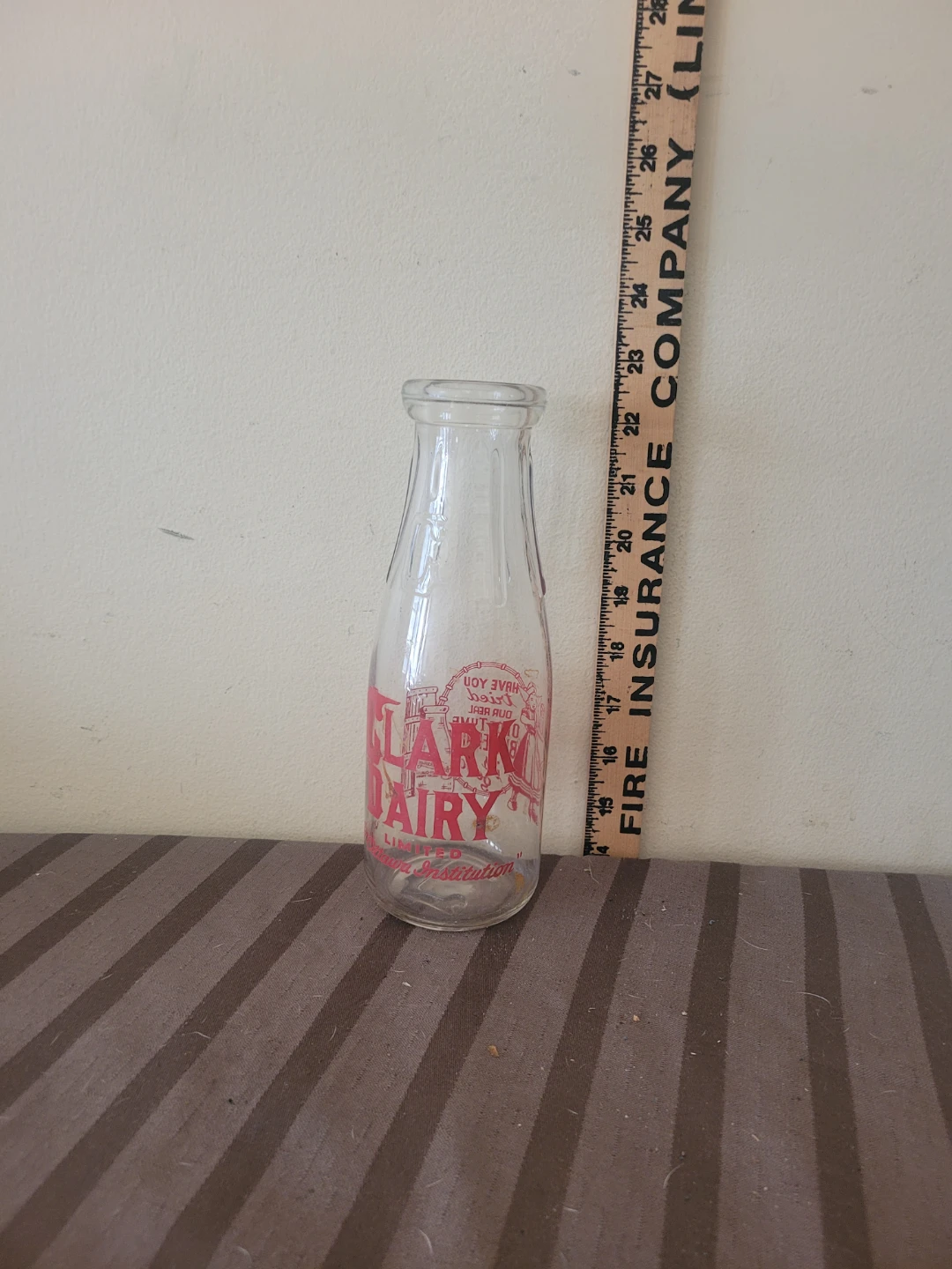 Vintage Clark Dairy Glass Milk Bottle