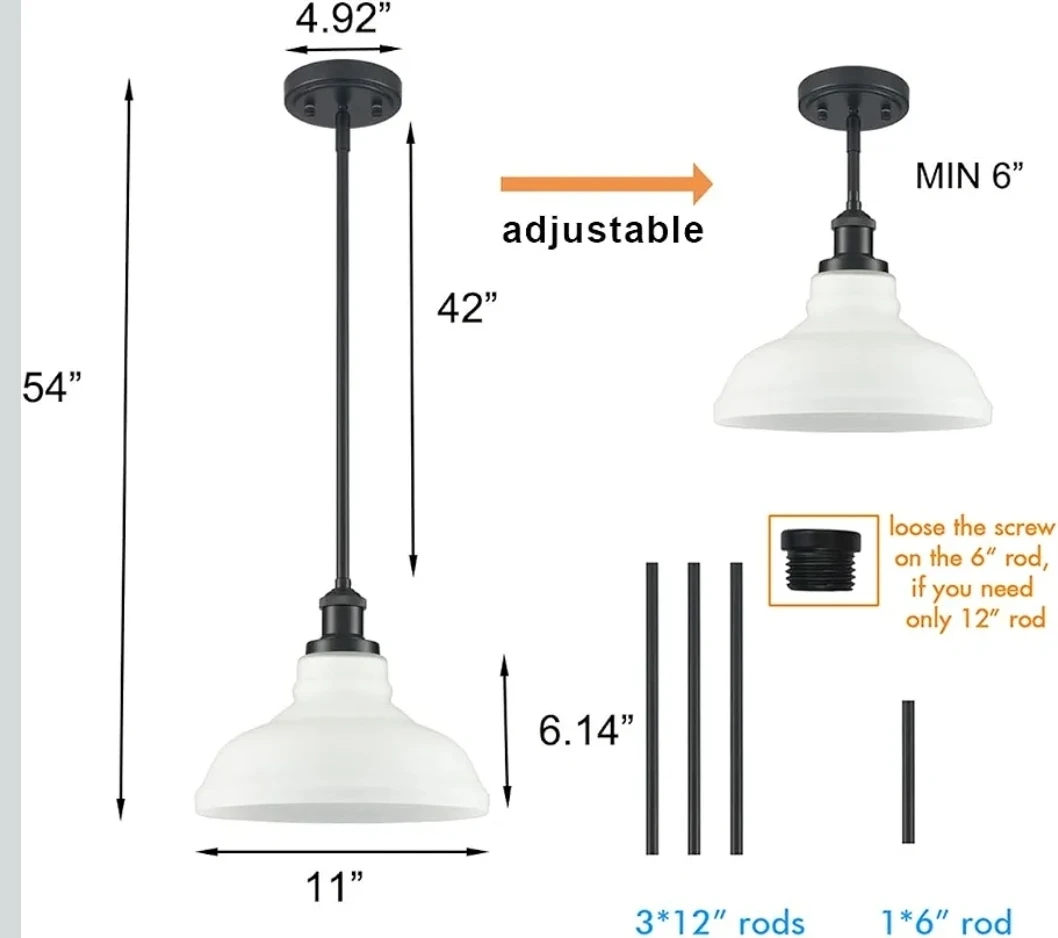 HOLKIRT Black Opal Glass Pendant Light