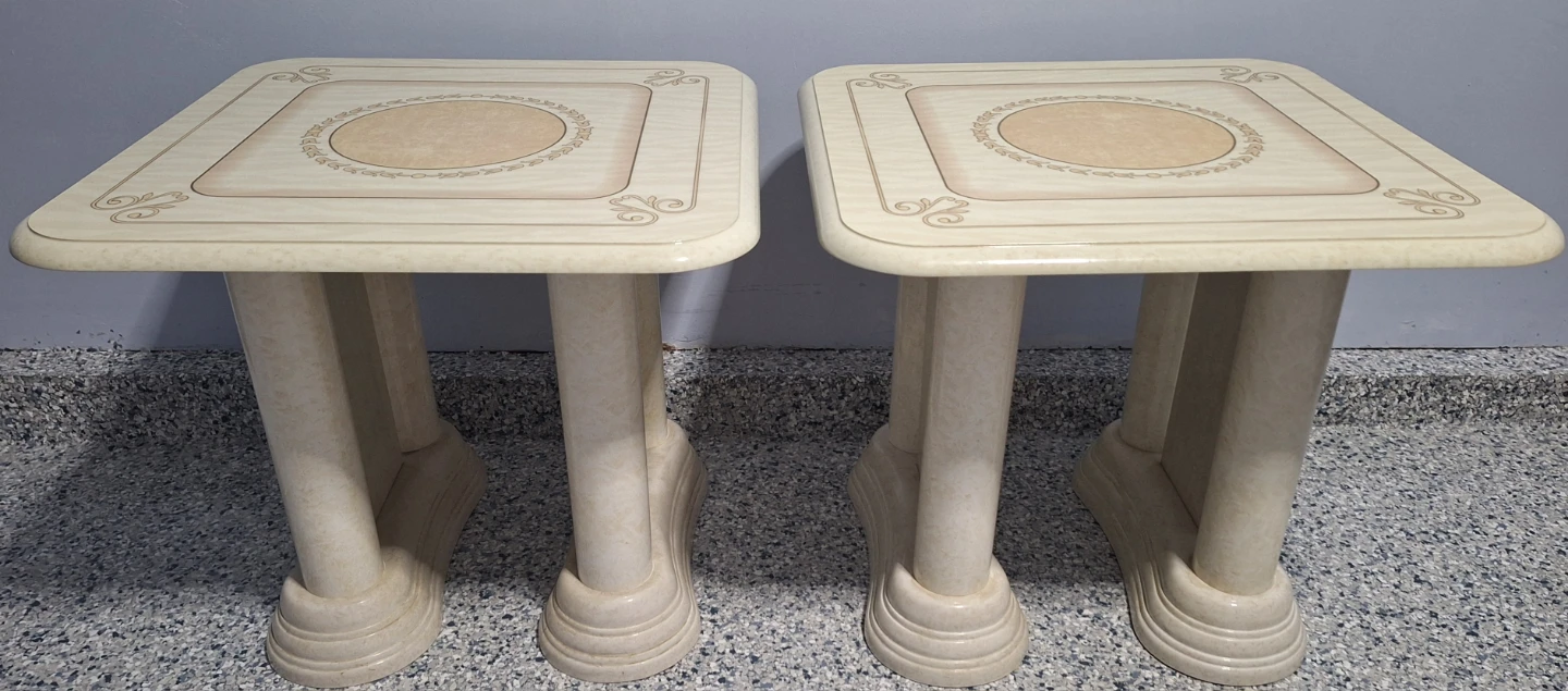 Italian Marble White Side Tables – Set of 2 - photo 4