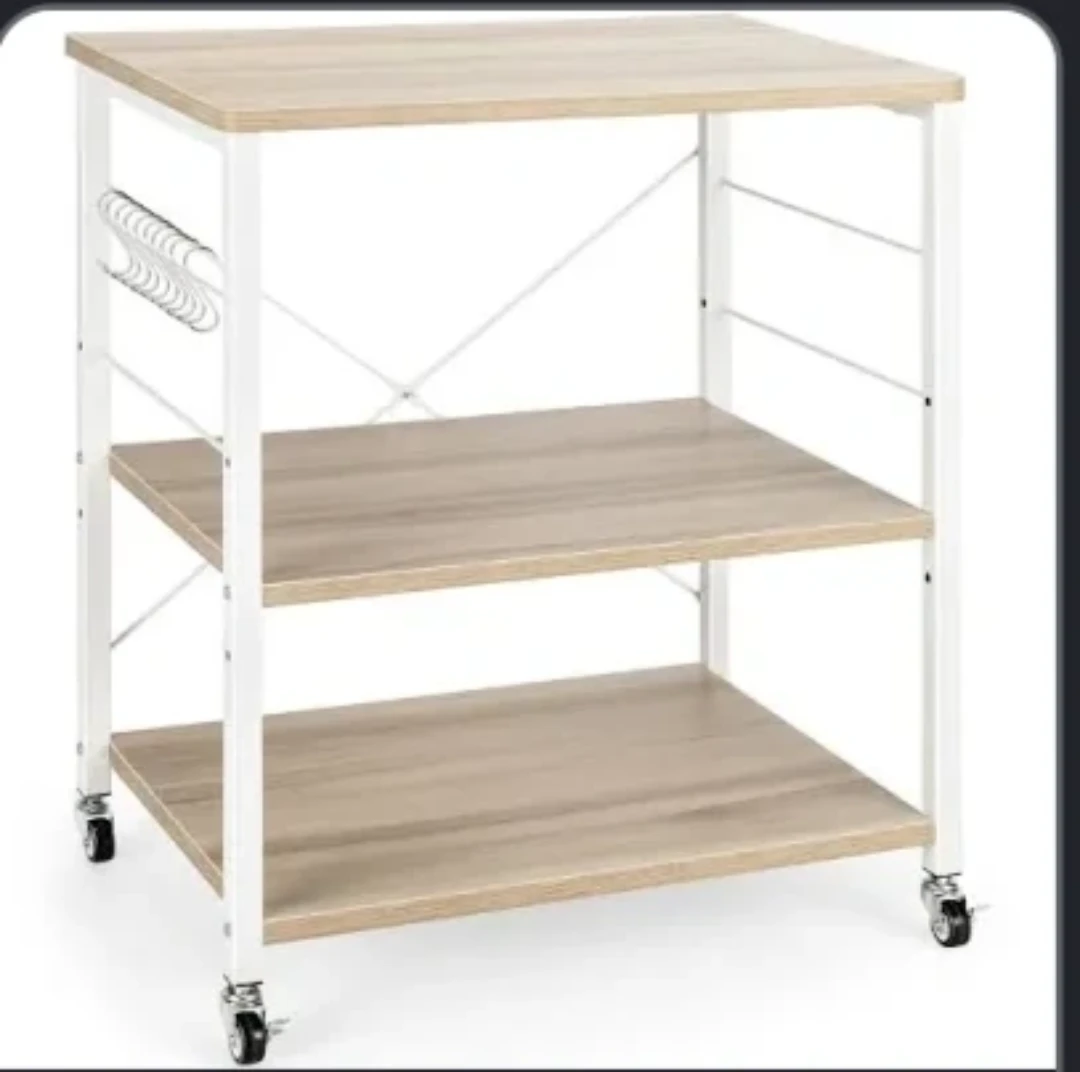 Costway -Rolling Kitchen Cart with 3 Shelves - photo 2