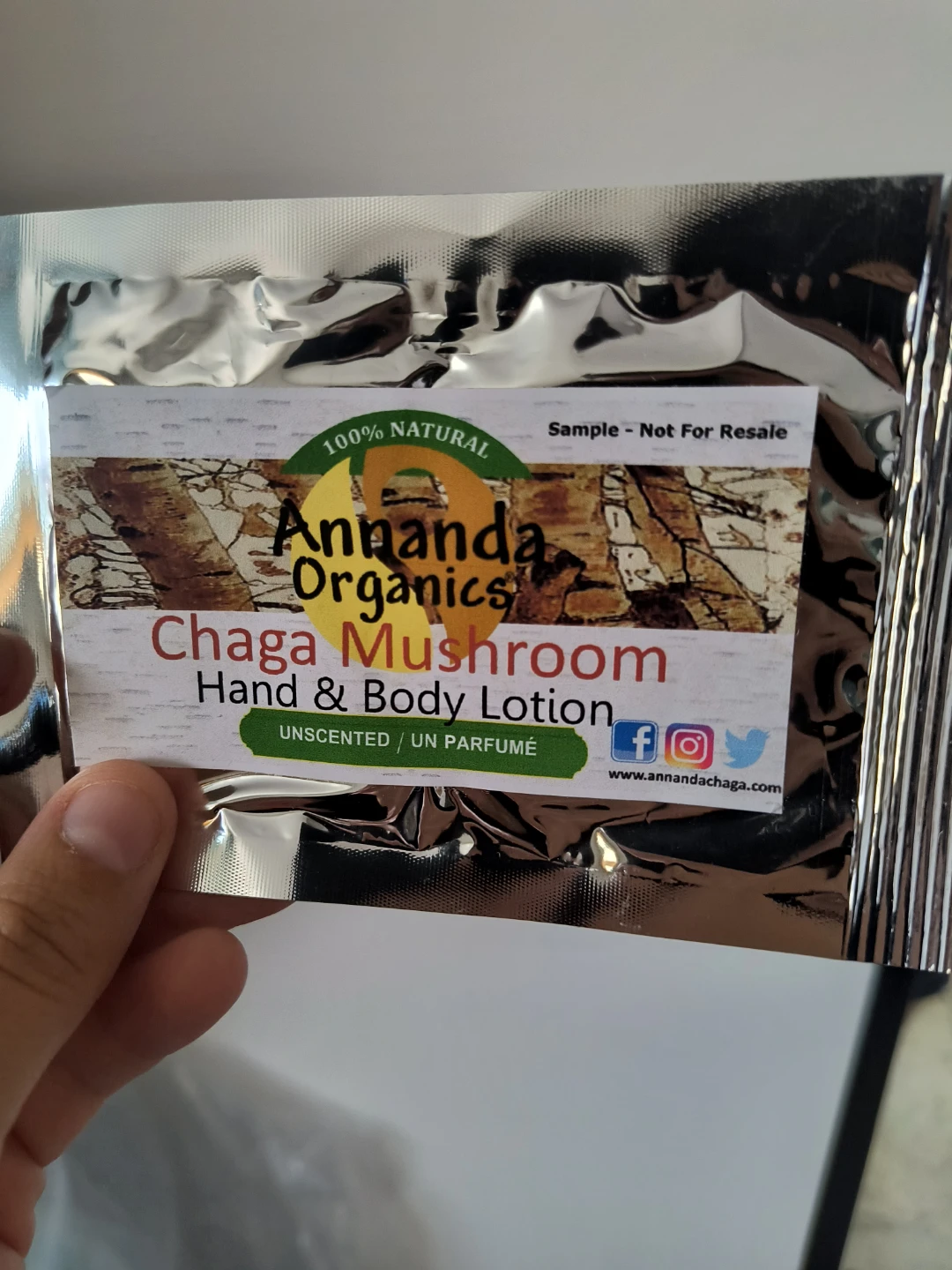 Annanda Organics Chaga Mushroom Hand & Body Lotion Sample