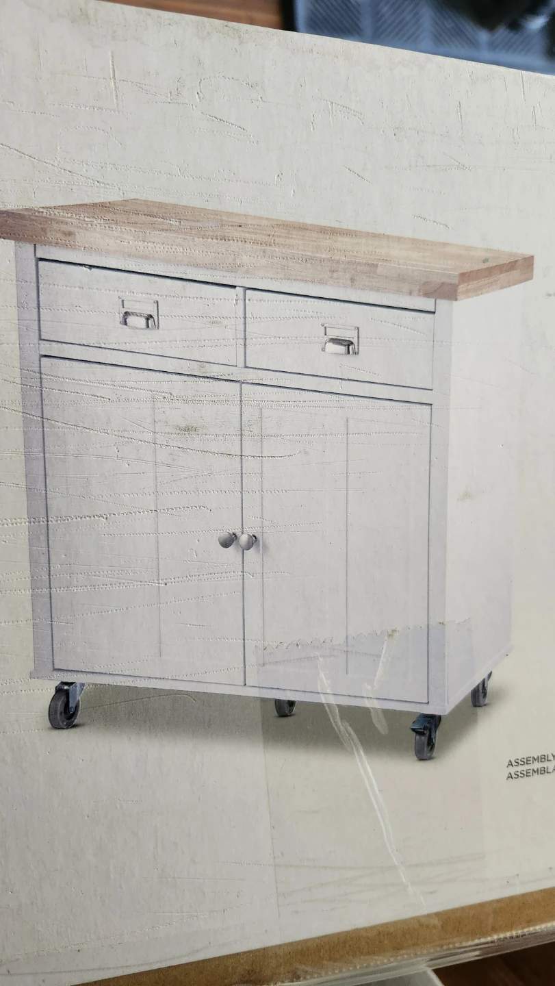 CANVAS Mayfield Wood Top Kitchen Utility Storage Cart White