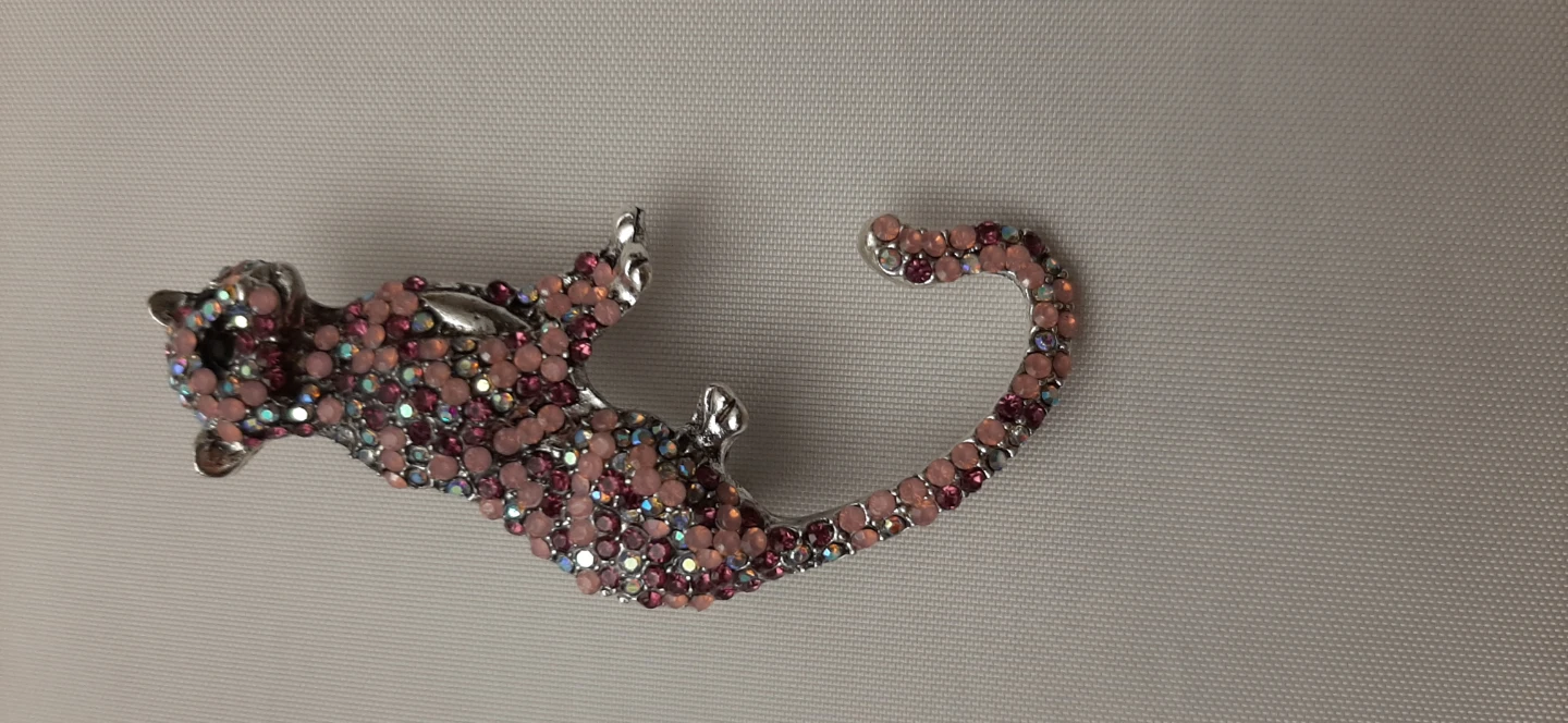 Pink Rhinestone Panther Brooch - photo 2