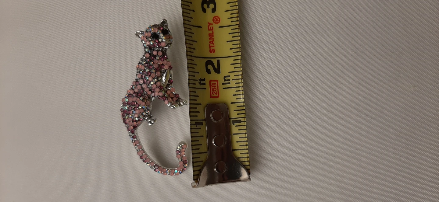 Pink Rhinestone Panther Brooch - photo 3