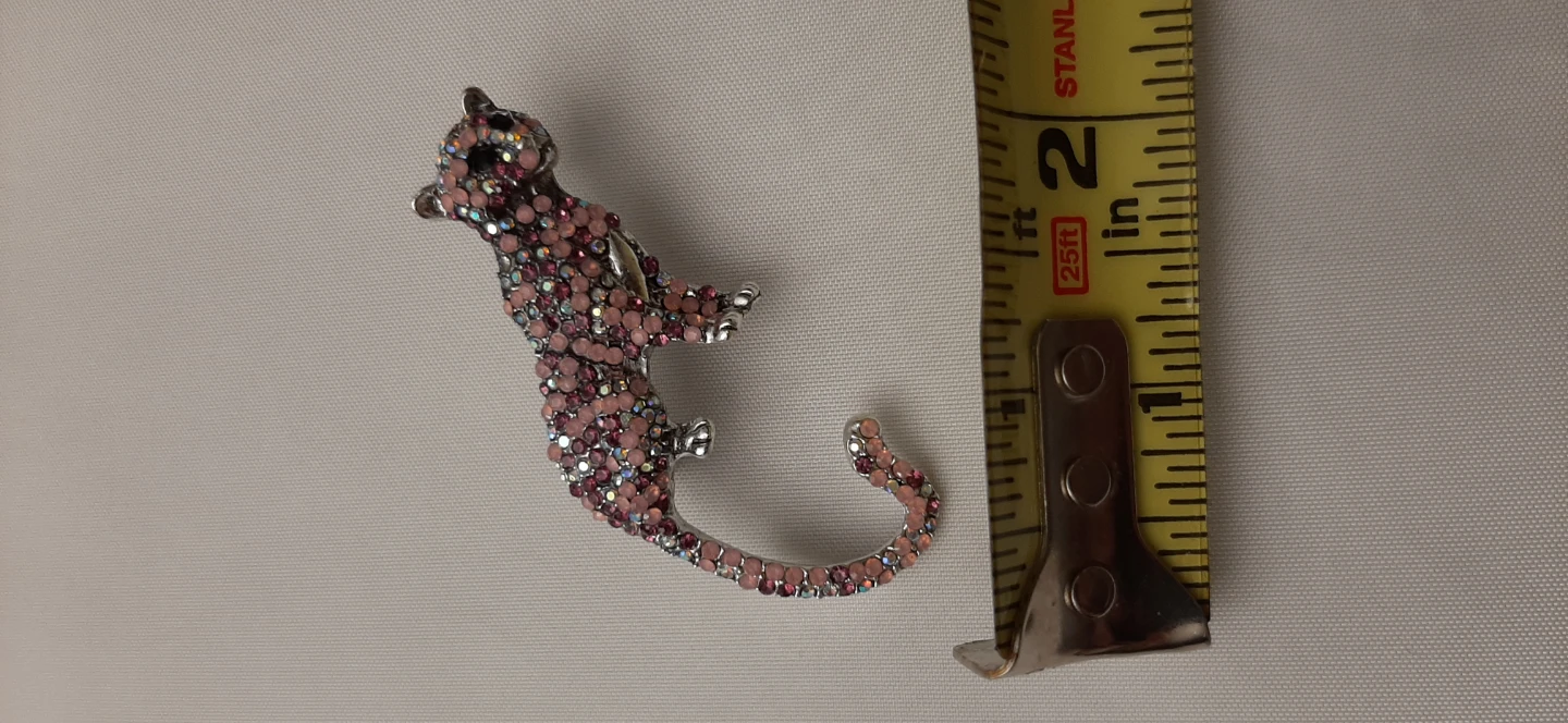 Pink Rhinestone Panther Brooch - photo 4