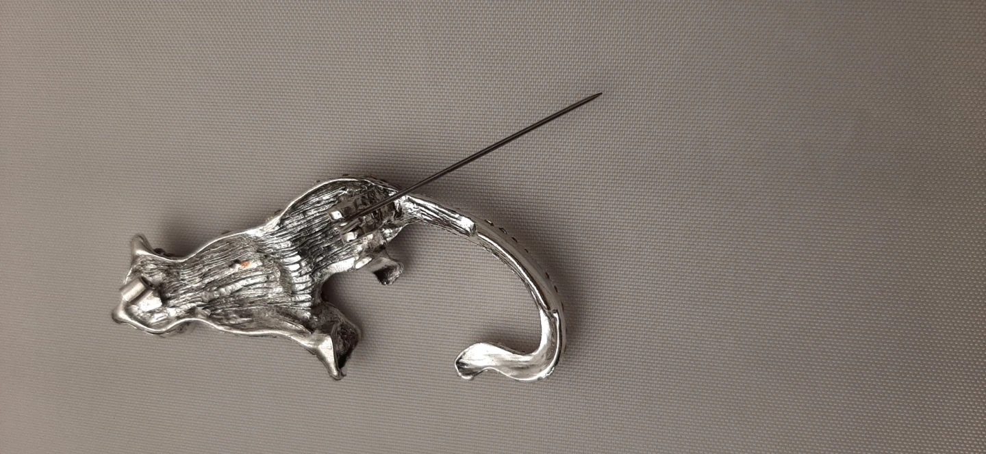 Pink Rhinestone Panther Brooch - photo 5