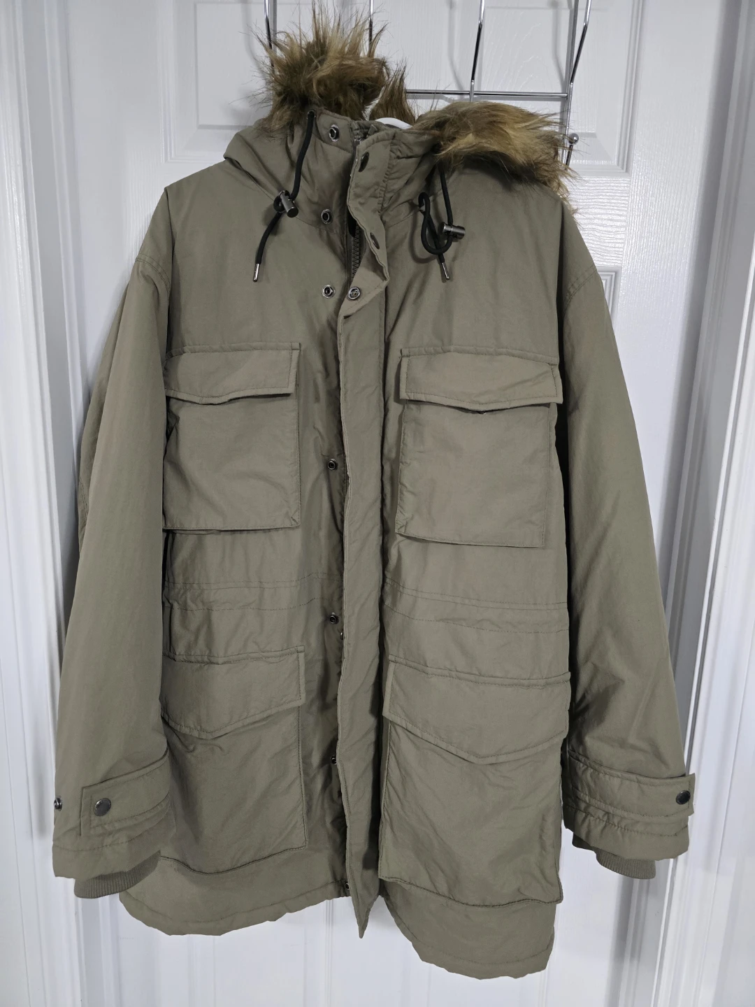H&M Men's Padded Parka with Faux Fur Hood - photo 2