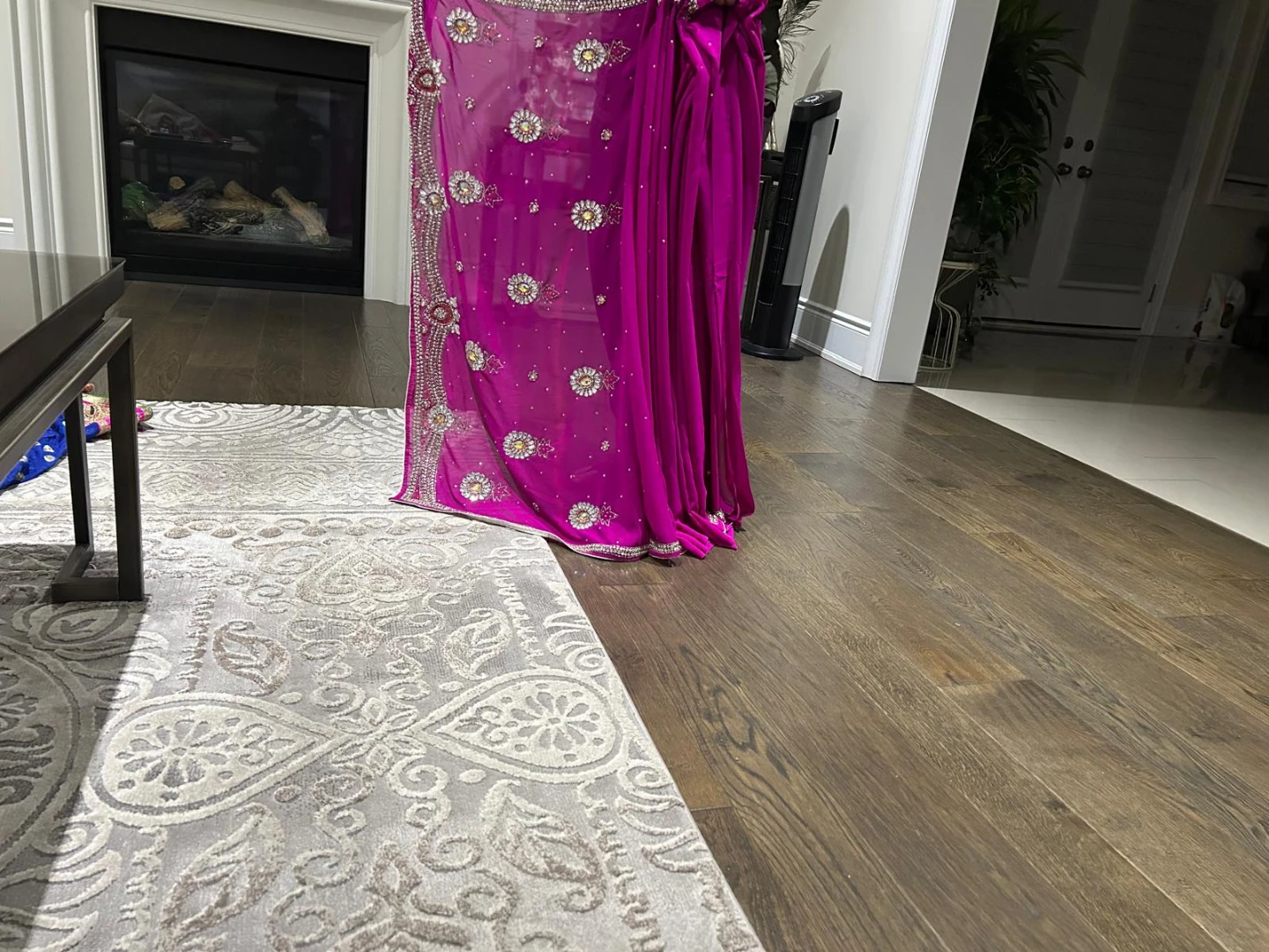 Magenta Chiffon Saree with Decorative Floral Embroidery
