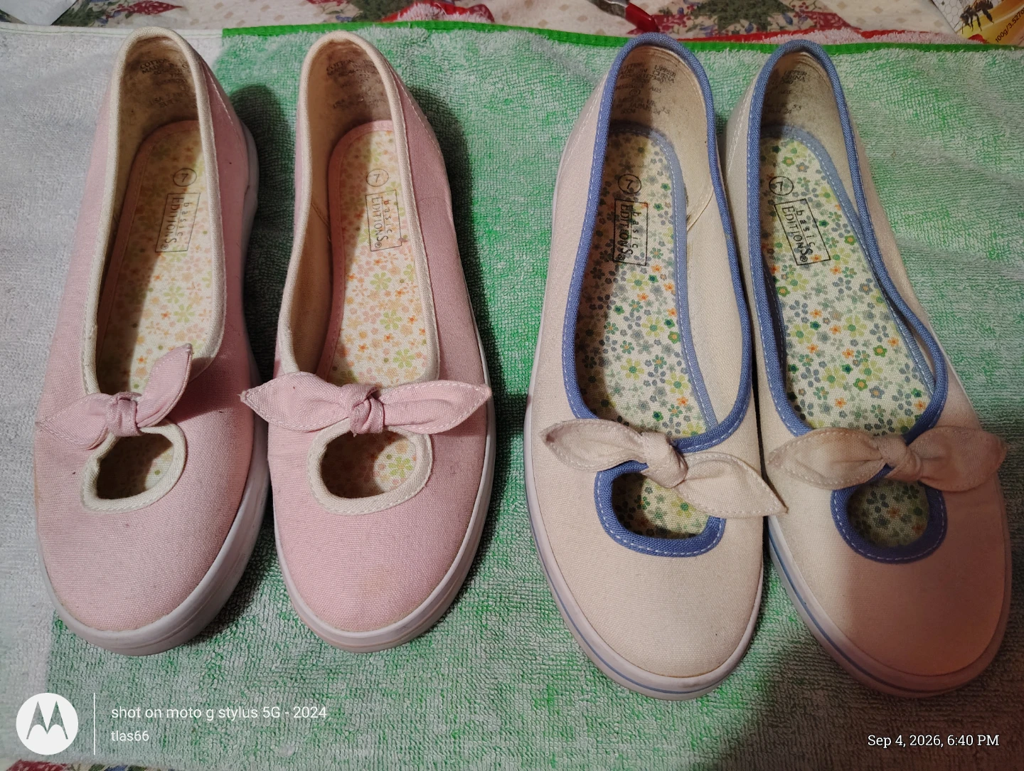 Two Pairs of Basic Editions Bow Ballet Flats Size 7