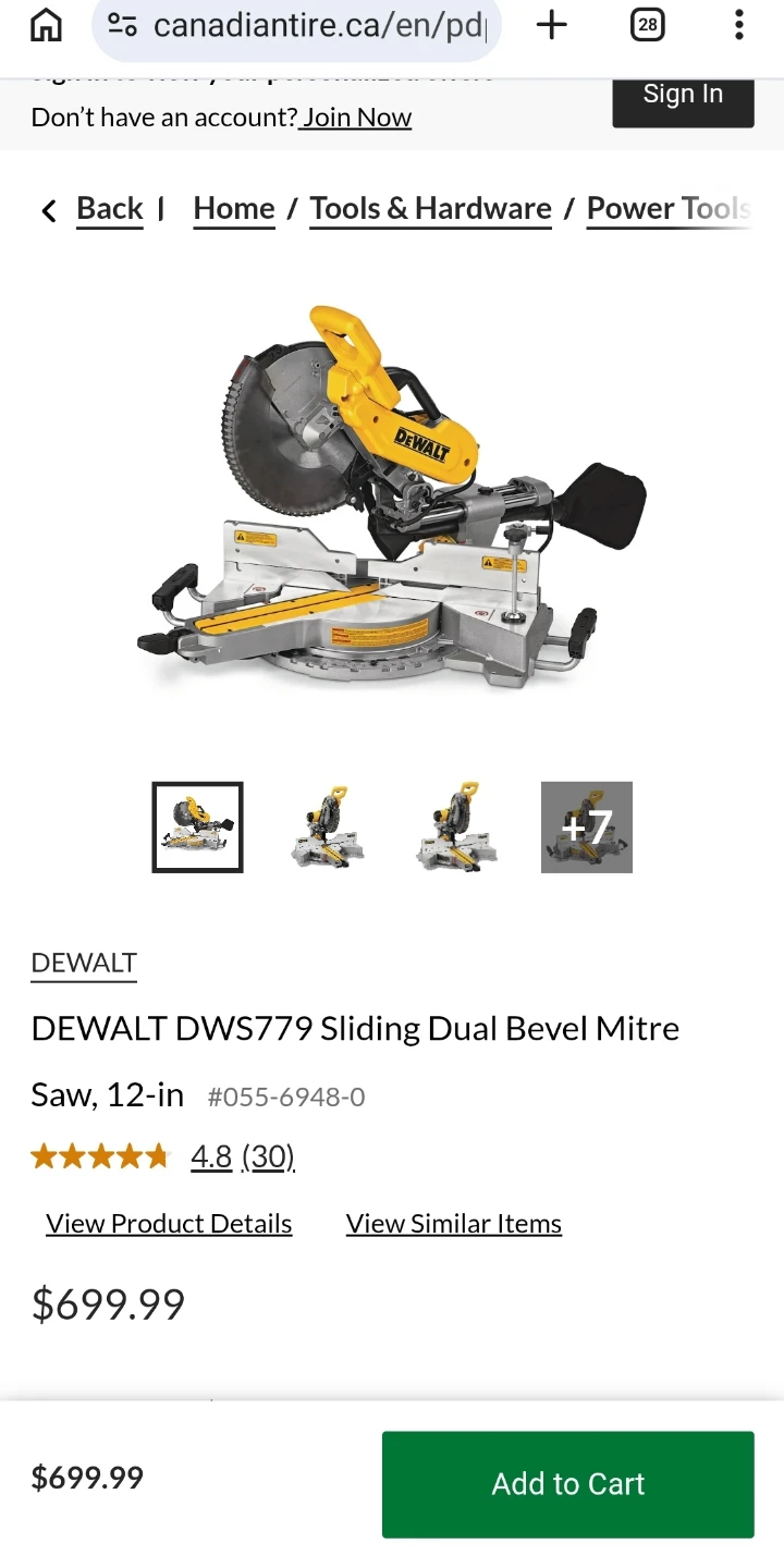 DEWALT DWS779 12-inch Sliding Dual Bevel Mitre Saw