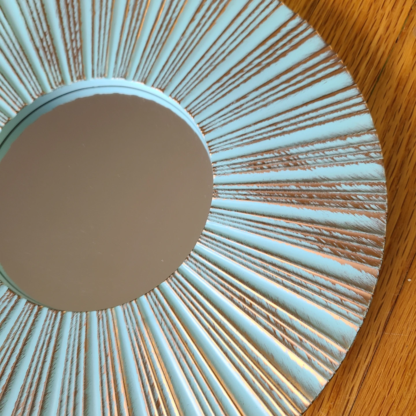 Set of 5 Decorative plastic mint & gold Sunburst Mirrors - photo 5