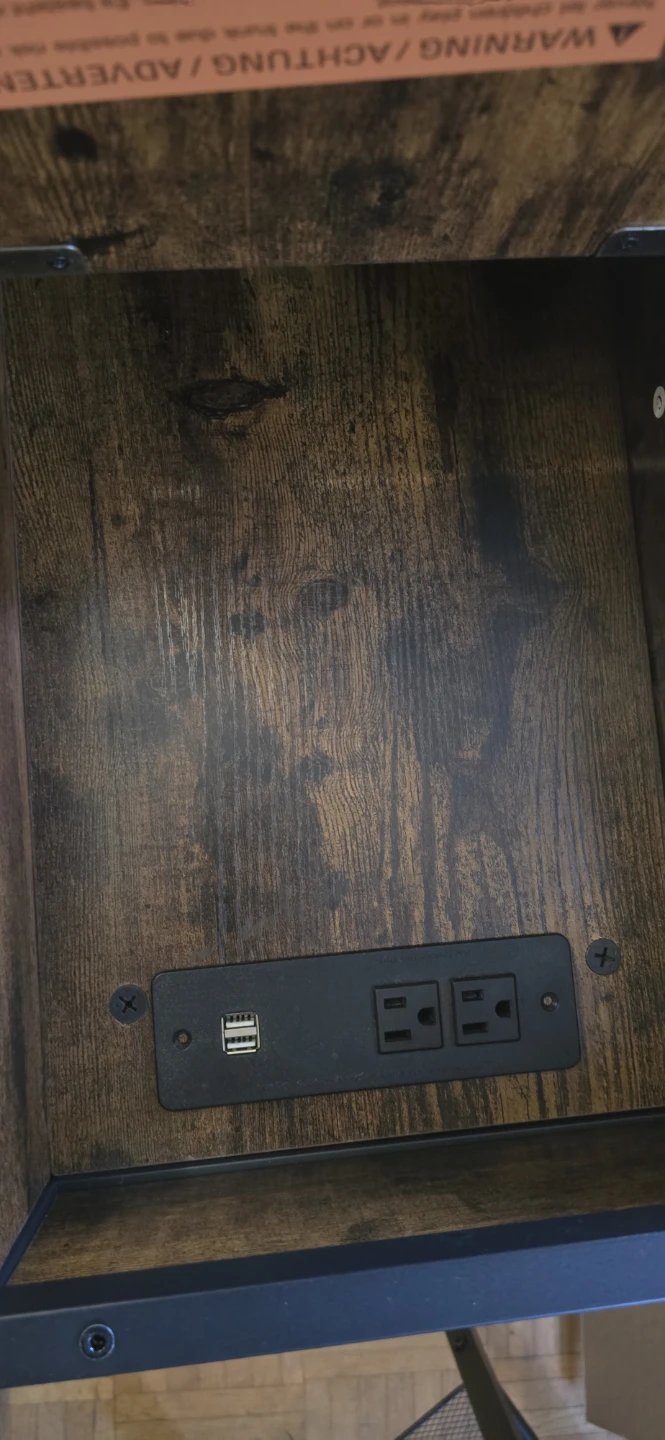 Rustic Brown End Table with USB Ports - photo 2