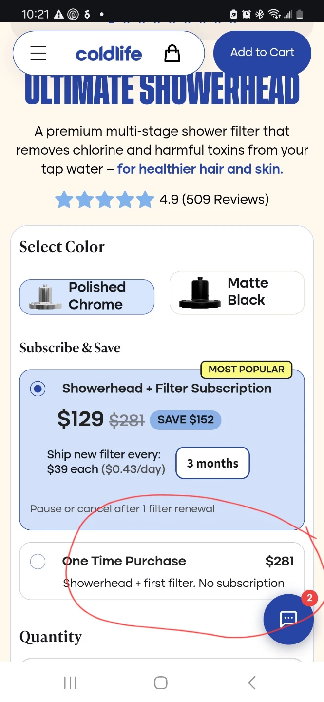 Coldlife Ultimate Showerhead - photo 2