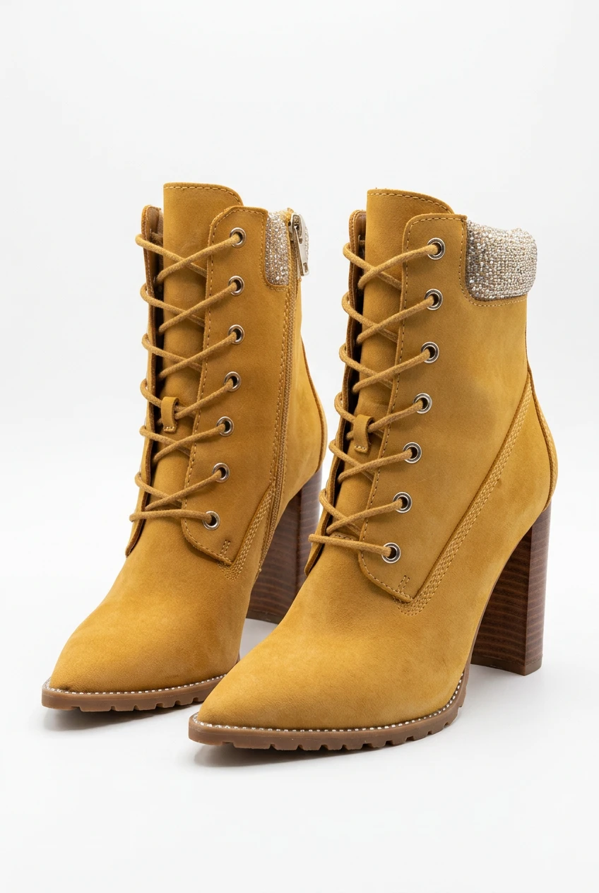 Steve Madden Karmen Rhinestone Heeled Boots Tan Size 6.5 - photo 2