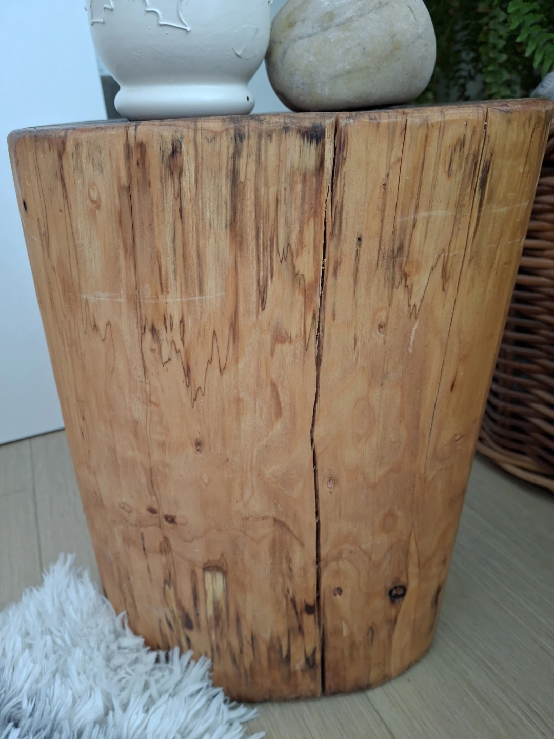 Natural Wood Log Side Table - photo 2