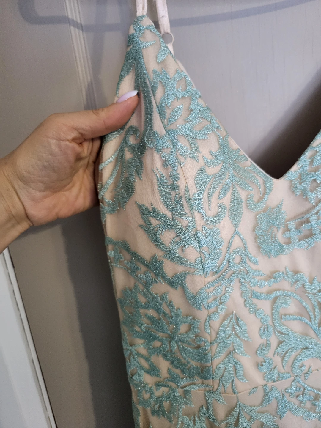 Long Mint Green Embroidered Evening Dress - photo 2