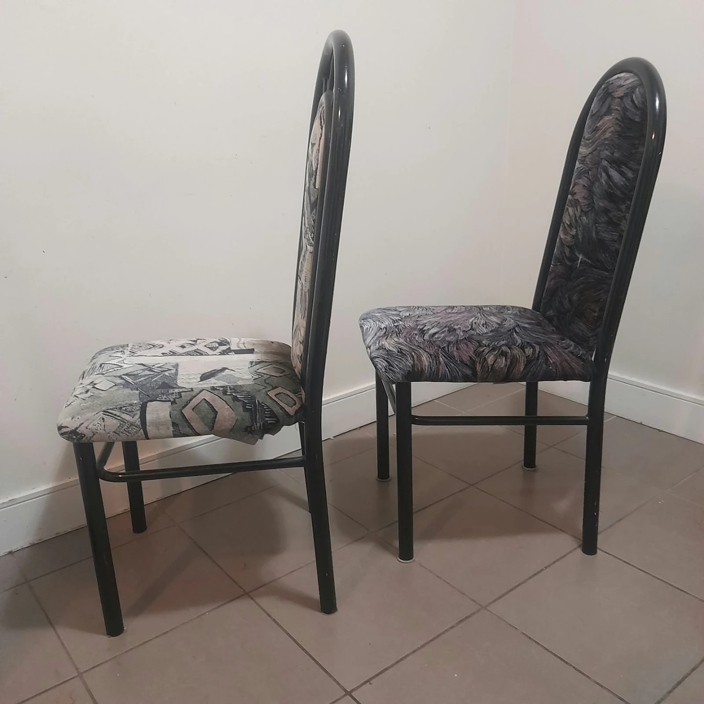 Two Patterned Upholstered Dining Chair - photo 2