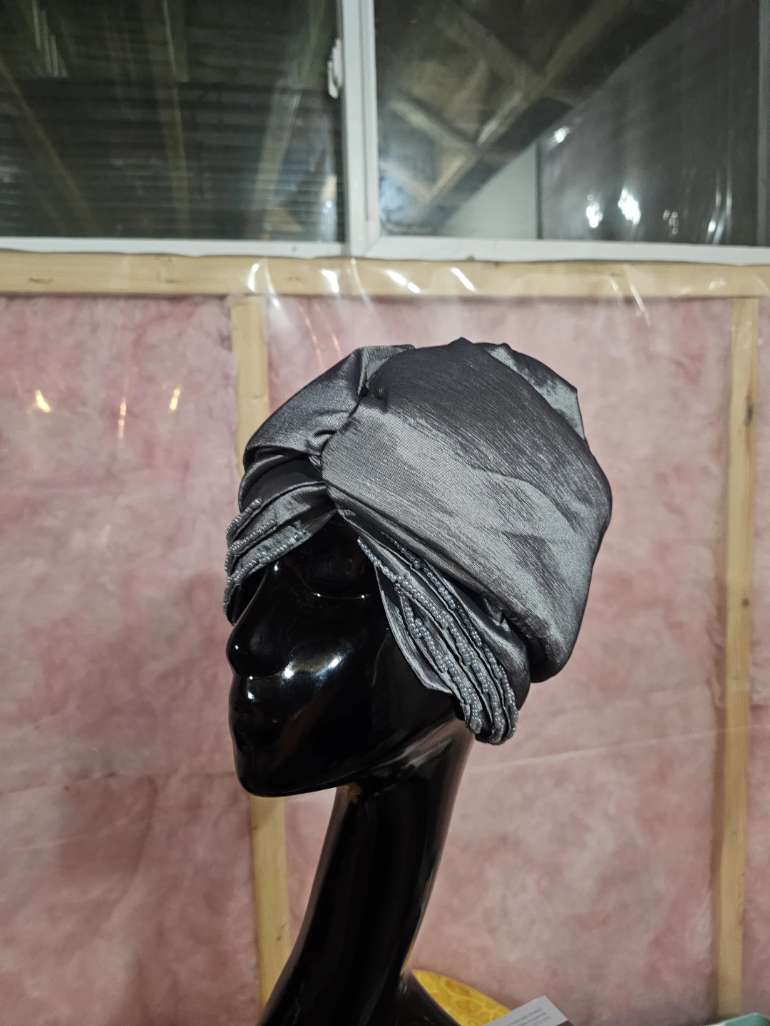 Silver Grey Beaded Turban Headwrap - photo 5