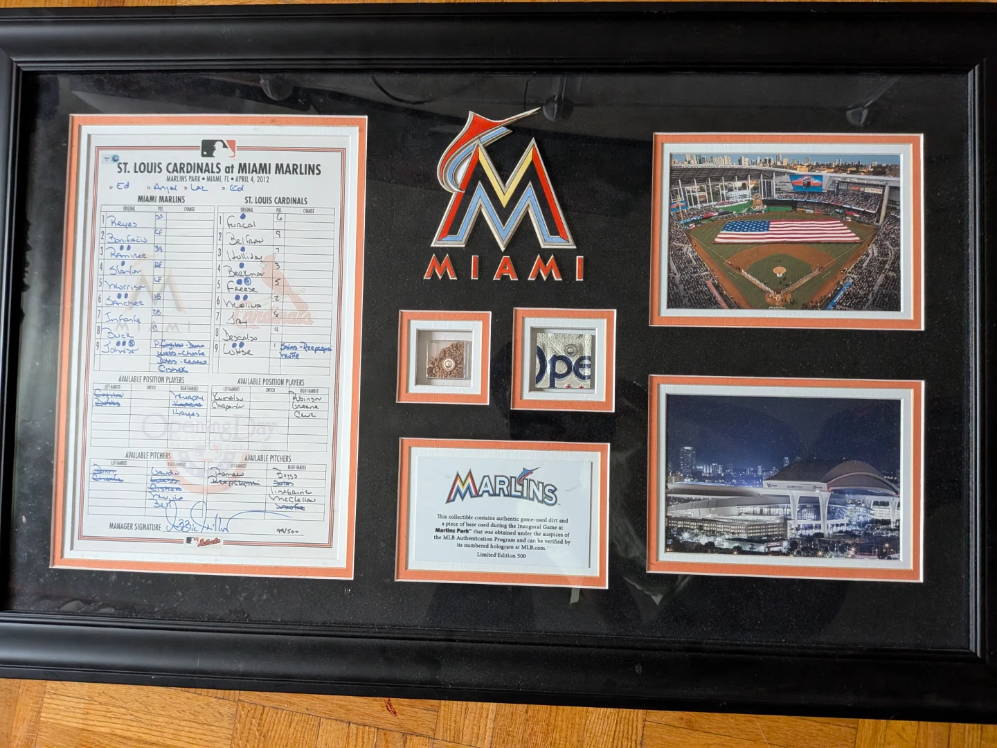 Miami Marlins Inaugural Game Framed Collectible baseball