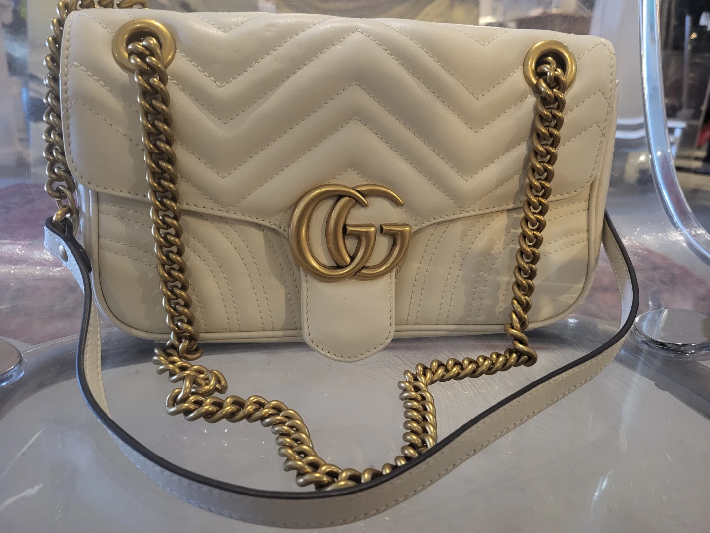 Ivory Faux Leather Bag
