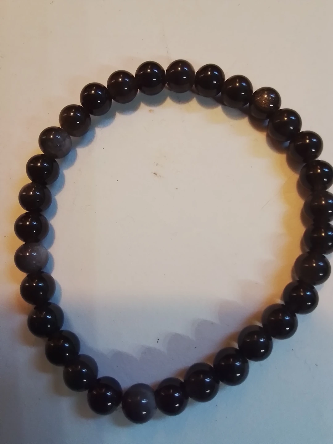 Silver Sheen Obsidian Bead Bracelet