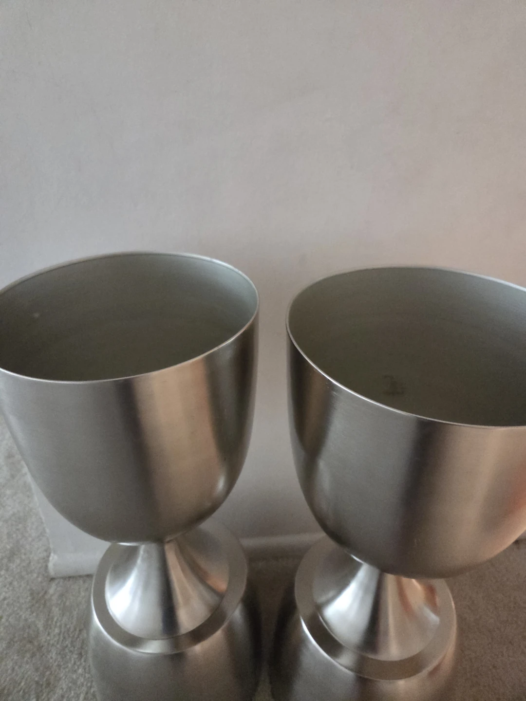 Set of Two Brushed Metal Floor Planters