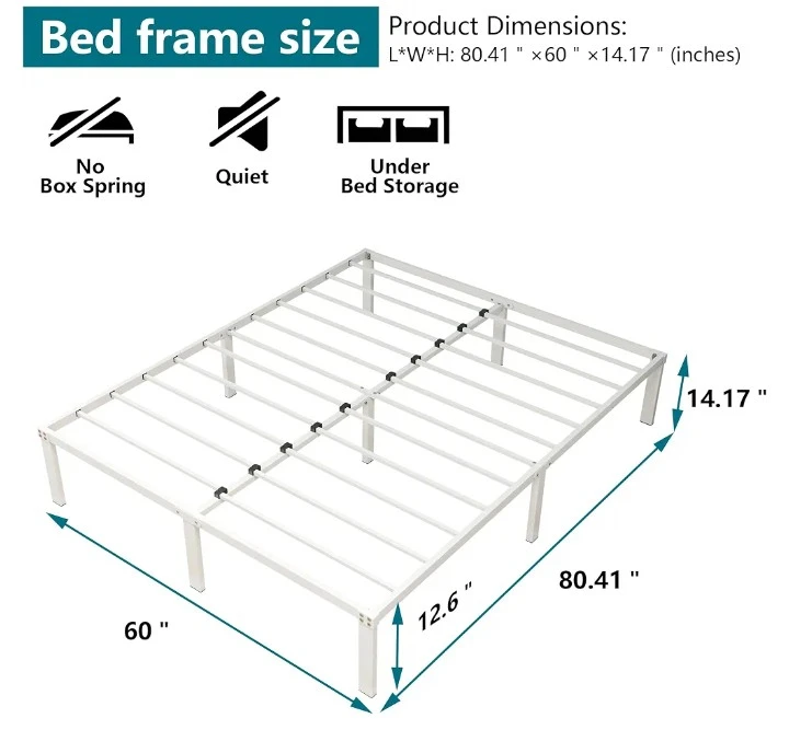 White Metal Queen Bed Frame - photo 4