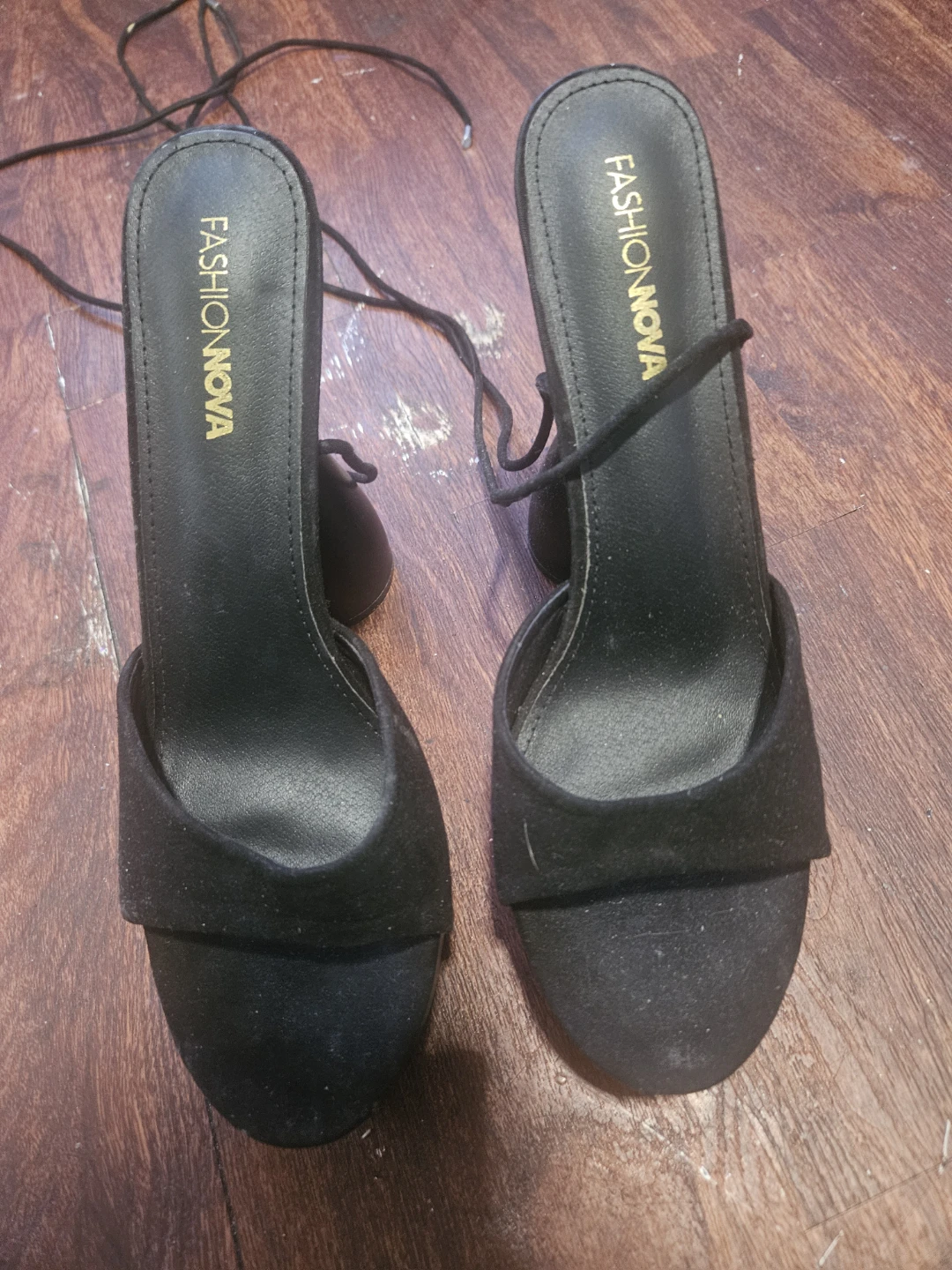 Fashion Nova Black Lace-Up Platform Heels - photo 2