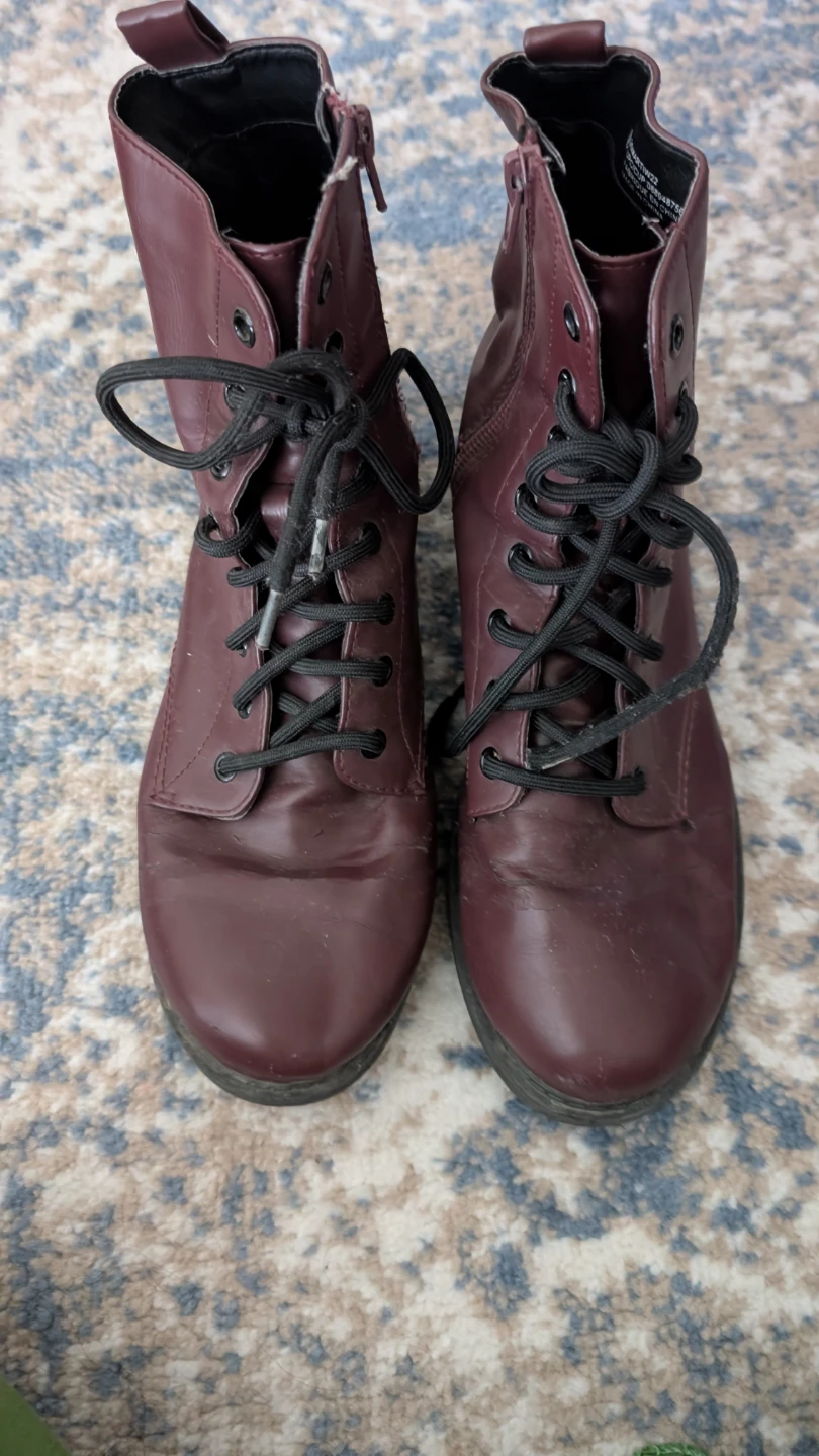 Burgundy Lace-Up Boots