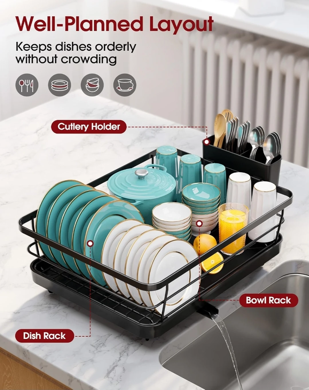 Black Dish Drying Rack - photo 3